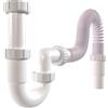 Poppstar Sifone per lavandino/lavello da cucina flessibile 1 1/2 x 40-50mm (a forma di U, tubo di scarico 320-880mm), bianco