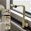 doporro Miscelatore Cucina Estraibile in Acciaio Inox 304, Finitura Oro Spazzolato, Cartuccia Ceramica ad Alta Precisione, 3 Tipi di Getto, Altezza 32 cm, Turnix-02