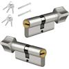 SHENGYIG Cilindro Serratura, 2 Pezzi 70 mm Cilindri Profilato con Pomolo, Cilindro Porta Blindata con 6 Chiavi e 2 Viti, Argento Cilindro per Porta 35/35, per L'uso in Case, Hotel e Garage
