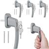 kwmobile 4 Maniglie Porte Finestre con 8 Chiavi - Maniglia Porta Finestra - Blocca Porta Interna Esterna Antintrusione - per Finestre Interne in Plastica Alluminio Legno - Argento