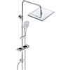 JOHO Colonna Doccia idromassaggio senza Miscelatore con Porta Ogetti Colonna Doccia in Acciaio INOX 304 con Mensola Set Doccia Regolabile in Altezza Doccia Soffione Colonna(25 * 25cm quadrato)
