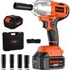Bravolu Avvitatore ad Impulsi, 21V Brushless 700Nm Avvitatori a Massa Battente 3600 IPM, 4,0Ah Batteria, Mandrino 13mm (1/2), 4 x Chiavi A Bussola