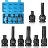 EFUTURETIME Set di 8 Chiavi XZN Millerighe 1/2, M12, M14, M16, M18 Inserti XZN Maschi per Attrezzi a Percussione con Scatola, Cr-Mo, Chiavi a Bussola Multidente Lungo e Corto