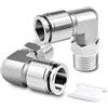TAILONZ PNEUMATIC Raccordi a gomito in acciaio inox 304 filettatura maschio 8 mm OD guaina x 1/4 BSP push-in PL8-02 (confezione da 2)