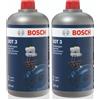 Bosch Liquido Freni Bosch DOT 3, 1 L - Per veicoli prodotti prima del 2000 - Non raccomandato per freni ABS e ESP (Confezione da 2)