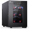 Upstreman Cantinetta Vino 6 Bottiglie., 5-18°C Regolabile, Display Touch Digitale, Silenziosa, Doppio vetro termico anti-UV, Illuminazione LED