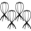 CHROMACRAFT 4 Porta Parrucche In Plastica Nera, Porta Parrucche, Porta Cappelli Pieghevole Portatile, Speciale Per Barbiere.