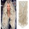 TESS Extension Capelli Clip 60 cm, Extension con Clip Ondulato Biondo Medio/Biondo 18 Clips 8 PCS Extension Clip Capelli 140g Capelli Finti