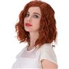 PORSMEER Parrucca Donna mix di zenzero color castano Corta Ondulata Posticci Capelli Mossi RIcci Sintetici Loose Body Wave di Cosplay del partito