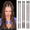KBRPEY 6 Piezas Postiza Extension Capelli per Treccine Clip 14 Pulgadas Naturali Treccia Finta Capelli Extension Fibra Sintetica para Mujeres Estilo Diario y Fiestas (Marrone scuro)