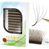 COZBIRD Extension per ciglia, 5D, colore marrone, con ventaglio, volume prefabbricate, ciglia naturali artificiali (spessore 0,07 mm, ricciolo C 8 - 15 mm Mix)