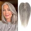 RUNRAYAY Topper per capelli umani da donna in veri capelli umani, copertura 3D a 360° per aggiungere volume, frangia a clip da 25 cm per uso quotidiano - 4503#