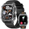 LIGE SMART Smartwatch Uomo con Torcia, 2.01 Orologio Smart Watch con Chiamata Bluetooth, Militare Orologio Fitness con 110+ Modalità Sportive, Frequenza Cardiaca/Sonno/IP68 per Android iOS, Nero