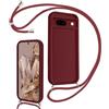 Coalbooliy Cover per Google Pixel 8a con Cordino per Cellulare, Custodia Silicone con Regolabile Collana Sottile Morbida Case Protezione della fotocamera Antiurto con Necklace, Bordeaux