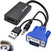 JXRSKJ Adattatore VGA a HDMI con audio 1080p, adattatore VGA HDMI e convertitore VGA a HDMI per PC, laptop o monitor, adattatore HDMI affidabile e plug and play