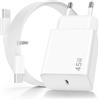 Kndaa 45W Caricatore USB C per Samsung, 45W USB C Caricabatterie per Galaxy S24/S23/S23+/S23 Ultra/S22/S21/S20/Note 20/A73/A53, Tipo C Spina Ricarica Adattatore con 2M 100W Cavo Tipo C - Bianco