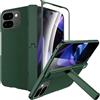 NINKI Cover per Google Pixel 10 Pro Fold con supporto e protezione dello schermo anteriore, piacevole al tatto, antiurto, in pelle, custodia Pixel 10 Pro Fold con protezione cerniera, verde