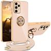 XCYYOO Cover per Samsung Galaxy A52 5G/4G / A52S con Cordino, Custodia A52 5G/4G / A52S Samsung con Tracolla, Case Antiurto 360°Metallo Ring Kickstand Litetettiva Auto,Cover per A52/A52S con cord - Rosa