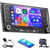 iSpchen 4+64G Autoradio Android 14 per Audi A4 B6 S4 RS4 2000-2009 con Carplay Android Schermo Auto 7 Pollici Mirror Link Bluetooth FM/RDS WiFi GPS DAB+ SWC Telecamera Posteriore Microfono