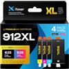 X-Toner 912XL Cartucce Compatibili per HP 912 XL Multipack Cartuccia per HP OfficeJet 8012 8010 8014 8015 8017 per HP OfficeJet Pro 8022 8023 8024 8025 8020 8030 (Nero Ciano Magenta Giallo, 4-Pack)
