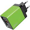 QIWEIS 65W Caricatore USB C Con Cavo USB C Retrattile, Alimentatore USB C GaN Caricatore Veloce 3-Port Con Cavo USB C Retrattile Per iphone 17 16 15, Samsung, MacBook Pro, Verde