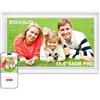 BIGASUO Frameo - Cornice digitale da 64 GB, 15,6 pollici, WiFi, colore: bianco classico, 1920 x 1080p FHD IPS touch screen grande elettronico, rotazione automatica, montaggio a parete, condivisione di foto e