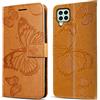 DENDICO Cover per Galaxy A22 4G / M32 4G / M22 4G, Portafoglio Custodia in PU Pelle per Samsung Galaxy A22 4G / M32 4G / M22 4G, Antiurto Cover a Libro con Slot per Carte, Giallo