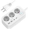 Doxuanai Multipresa adattatore giapponese, adattatore da presa USA a UE con 3 prese e 4 porte USB (2 USB-C), presa da viaggio tipo A con cavo da 1,5 m per UE a America/Giappone/Canada/Messico
