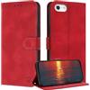 ZONNAVI Cover per iPhone SE 2020 / SE 2022/8 / 7, [Blocco RFID] Custodia a Libro in Pelle con Porta Carte, Flip Case Portafoglio Antiurto Cover per iPhone SE 2020 / SE 2022/8 / 7 (Rosso)
