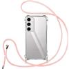 Vauki Cover con Cordino per Samsung Galaxy S24 Plus,Custodia con Laccio Collana Tracolla Trasparente Silicone TPU+PC Bumper Back Antigraffio Proteggere Case Corda per Samsung S24+,Rosegold