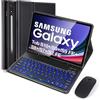 Nsyee Custodia con tastiera retroilluminata con mouse, compatibile con Samsung Galaxy Tab S10 Plus/S9 FE Plus/S9 Plus/S8 Plus/S7 FE/S7 Plus da 12,4, custodia intelligente sottile con tastiera