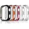 Simpeak 5 Pezzi Cover Compatibile con Huawei Watch Fit 5 Pro, Custodia Caso in Gel Silicone Morbida TPU con Pellicola Protettiva Anti-Graffio Full Protezione, Transparente/Nero/Argento/Oro Rosa/Rosado