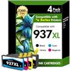 inkalfa 937 Duckerpulver Multi-Pack XL 9120e 9730e Compatibile con OfficeJet Pro 9730e 9720e 9120e 9132e 9122e 9110b 9120b 9125e 9130b Capacità standard (Nero Ciano Magenta Giallo)