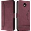 Cqkob Cover per Samsung Galaxy J4 2018 Custodia protettiva in silicone TPU premium, Custodia Portafoglio con Supporto Slot per Schede Chiusura Magnetica-Borgogna