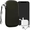 kwmobile Custodia in Neoprene con Zip per Smartphone M - 5,5 - Astuccio Portacellulare a Sacchetto con Cerniera - Borsa in verde scuro