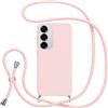 Jrkvniv Cover con Cordino per Samsung Galaxy S25 FE, Custodia con Laccio Collana Tracolla Collo Silicone Antiurto TPU Opaca Protettiva Case per Samsung S25 FE 6.7,Rosa