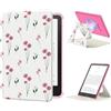 MoKo Custodia Girevole a 360° per 7 eBook Reader 12a Gen 2024, Retro Trasparente Staccabile Magnetica Regolabile con Auto Wake/Sleep, Non compatibile con TCL Remarkable Kobo, Piccoli Fiori Rosa