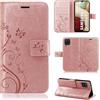 betterfon Samsung Galaxy A12, custodia a portafoglio per Samsung Galaxy A12, con scomparti per carte di credito, per Galaxy A12, fiore oro rosa