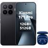 XIAOMI Smartphone 17T Pro, 12 GB + 512 GB, con Android, display da 6,83 pollici, 144 Hz, batteria al carbonio di silicio da 7000 mAh, fotocamera Leica 5X, nero, cuffie incluse (blu)