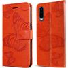 DENDICO Cover per Huawei P30, Portafoglio Custodia in PU Pelle per Huawei P30, Antiurto Cover a Libro con Slot per Carte, Arancia