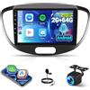 ETLFUCyber [2G+64G] Android Autoradio per Hyundai i10 2007-2013 con Senza Fili Carplay e Android Auto, Autoradio Touch Screen HD da 9 pollici con GPS/WiFi/Bluetooth/EQ/FM RDS