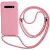 Ququcheng Cover Compatible con Samsung Galaxy S10 Plus,Cellulare Girocollo Custodia con Cordino TPU corda Silicone Case Bumper per Samsung Galaxy S10 Plus Custodia-Pink