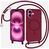 SLWYF Cover Compatibile con Samsung Galaxy A53 5G Cover Magnetica, Silicone TPU Morbido Corda Collana Necklace Regolabile Stylish con Catena Ultra Sottile Case, Rosso