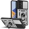 EASSGU Custodia per Armor per Samsung Galaxy A54 5G (6.4 Inches), Cover Rigida con Supporto ad Anello in Silicone per PC con Base Magnetica - Argento