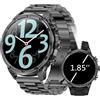 Yilitazaro Orologio intelligente militare in acciaio da uomo, 1,85, AMOLED, con funzione telefonica/torcia a LED, batteria da 800 mAh, 120 + modalità sportive, orologio fitness con frequenza cardiaca, SpO2,
