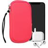 kwmobile Custodia in Neoprene con Zip per Smartphone L - 6,5 - Astuccio Portacellulare a Sacchetto con Cerniera - Borsa in rosa shocking
