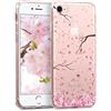kwmobile Custodia Compatibile con Apple iPhone SE (2020/2022) / 8/7 - Cover Silicone TPU - Protezione Back Case - Pioggia di petali rosa/marrone scuro/trasparente