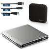 techPulse120 Masterizzatore esterno UltraHD UHD 4k 3D M-DISC BDXL HDR10 100GB USB 3.0 & USB-C, Masterizzatore Burner Superdrive UltraSlim BD DVD CD CD Ultra Pack 90cm cavo alluminio argento