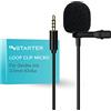 Instarter Lavalier Microfono con connettore jack da 3,5mm cavo da 6m, protezione dal vento e custodia, suono chiaro, per fotocamera, smartphone, tablet, PC, registrazione audio a 360 gradi