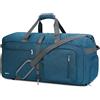 WANDF Borsa da Viaggio 65L con Scomparto Bagnato e Scomparto per Scarpe Borsa da Viaggio Pieghevole Weekender Bagaglio a Mano per Uomo Donna (Blu)